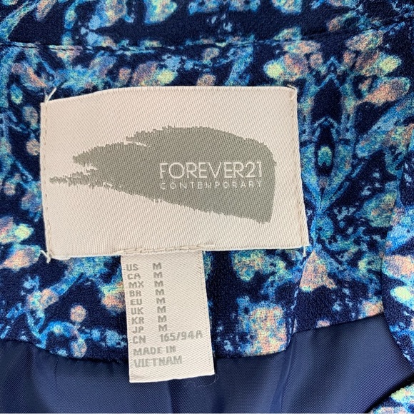 Forever 21 Blue Abstract Floral Open Front Blazer size M - Picture 9 of 10